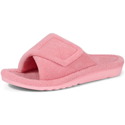 Litfun Women Fuzzy House Slippers Orthopedic Plush Slide With Arch Support Non-slip Furry Bedroom Slide Open Toe Fur House Shoes