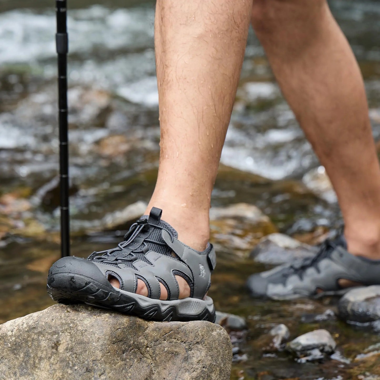 GOLDEN CAMEL Men's Hiking Sandals Anti-Slipping Athletic Water Shoes with Arch Support Closed Toe Summer Camping Beach Sandal