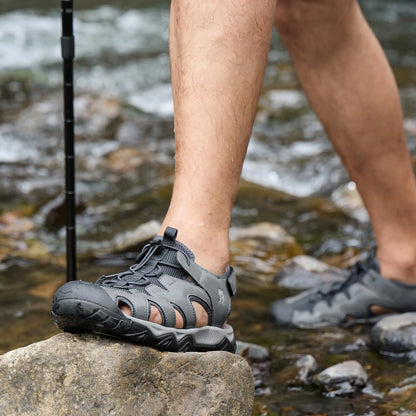 GOLDEN CAMEL Men's Hiking Sandals Anti-Slipping Athletic Water Shoes with Arch Support Closed Toe Summer Camping Beach Sandal