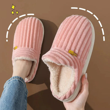Shevalues Fashion Fur Slippers For Women Men Winter Warm ankles Cozy Furry Slides Home Indoor Soft Sole Plush Slides Cotton Shoe