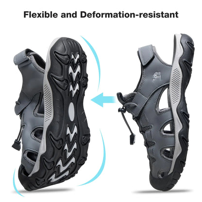 GOLDEN CAMEL Men's Hiking Sandals Anti-Slipping Athletic Water Shoes with Arch Support Closed Toe Summer Camping Beach Sandal