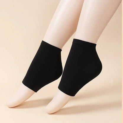 2Pcs Heel Protective Foot Cover Foot Heels Socks Silicone Anti-Crack Moisturizing Socks Unisex Pain Relief Feet Care Sock Black
