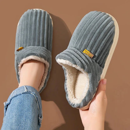 Shevalues Fashion Fur Slippers For Women Men Winter Warm ankles Cozy Furry Slides Home Indoor Soft Sole Plush Slides Cotton Shoe