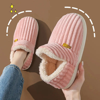 Shevalues Fashion Fur Slippers For Women Men Winter Warm ankles Cozy Furry Slides Home Indoor Soft Sole Plush Slides Cotton Shoe