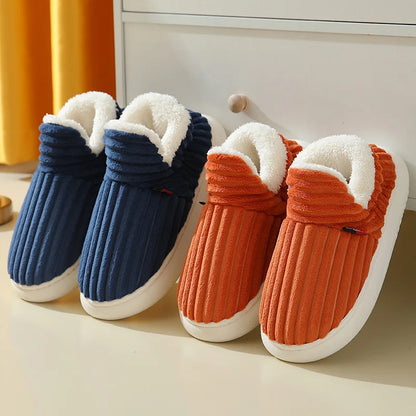 Shevalues Fashion Fur Slippers For Women Men Winter Warm ankles Cozy Furry Slides Home Indoor Soft Sole Plush Slides Cotton Shoe
