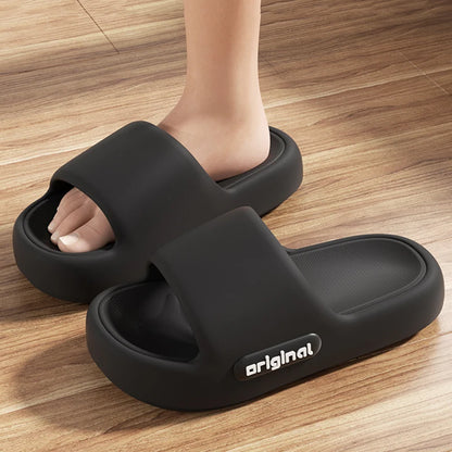 Thick Bottom Cloud Slippers Women Fashion Letter Print Platform Sandals Woman 2025 Comfortable Soft Sole Beach Pillow Slides