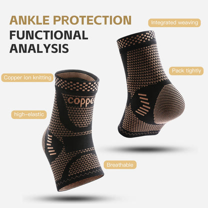1Pcs Copper Ankle Brace,Infused Ankle Support Compression Sleeve for Men Women,for Foot Pain,Sprained Ankle,Recovery,sports