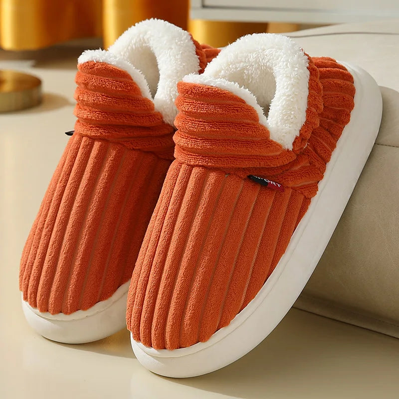 Shevalues Fashion Fur Slippers For Women Men Winter Warm ankles Cozy Furry Slides Home Indoor Soft Sole Plush Slides Cotton Shoe