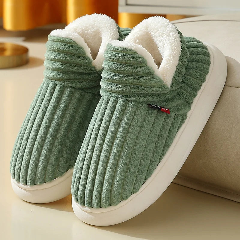 Shevalues Fashion Fur Slippers For Women Men Winter Warm ankles Cozy Furry Slides Home Indoor Soft Sole Plush Slides Cotton Shoe