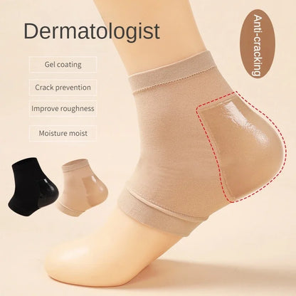 2Pcs Heel Protective Foot Cover Foot Heels Socks Silicone Anti-Crack Moisturizing Socks Unisex Pain Relief Feet Care Sock Black