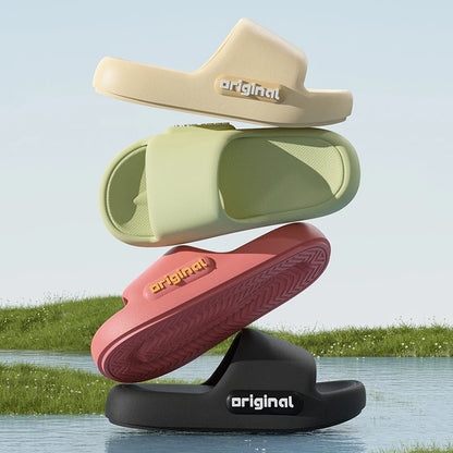 Thick Bottom Cloud Slippers Women Fashion Letter Print Platform Sandals Woman 2025 Comfortable Soft Sole Beach Pillow Slides