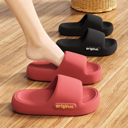 Thick Bottom Cloud Slippers Women Fashion Letter Print Platform Sandals Woman 2025 Comfortable Soft Sole Beach Pillow Slides