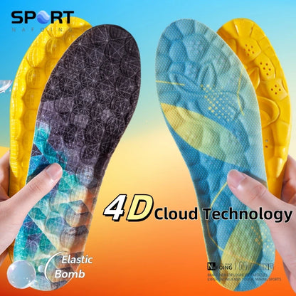 4D Cloud Technology Sports Insoles for Shoes PU Sole Soft Breathable Shock Absorption Cushion Running Orthopedic Care Insoles