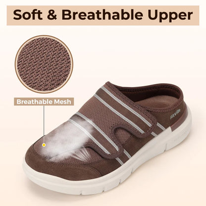 FitVille Men’S Wide Slippers With Arch Support House Slipper Mules‌ Breathable Adjustable  Orthopedic Indoor Walking Shoes