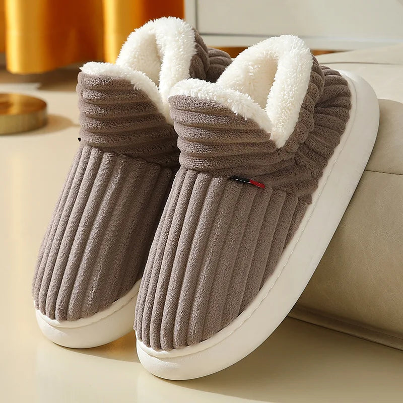Shevalues Fashion Fur Slippers For Women Men Winter Warm ankles Cozy Furry Slides Home Indoor Soft Sole Plush Slides Cotton Shoe
